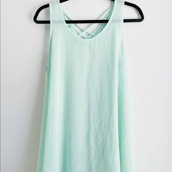 Teal Sheer Everly Sleeveless Blouse - Picture 1 of 6